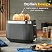 Russell Hobbs 2 Slice Toaster, Brontë Stone, Stylish Matte Design with Chrome Accents, Extra Wide Slots, 6 Browning Levels, Lift & Look Function, Removable Crumb Tray, 1960W (Black)
