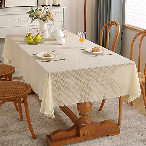 Hsvanyr Long Chenille Fabric Table Runner Farmhouse Rustic For Wedding Holiday Dinning ,35 Inch By 55 Inch,Beige Waves Pattern Lace Table Centerpieces,Stain Resistant,Dust-Proof #TOP5