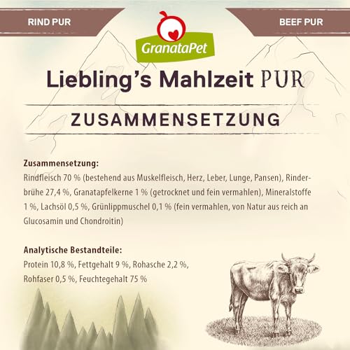GranataPet Liebling's Mahlzeit PUR Rind, Monoprotein, 6 x 400g