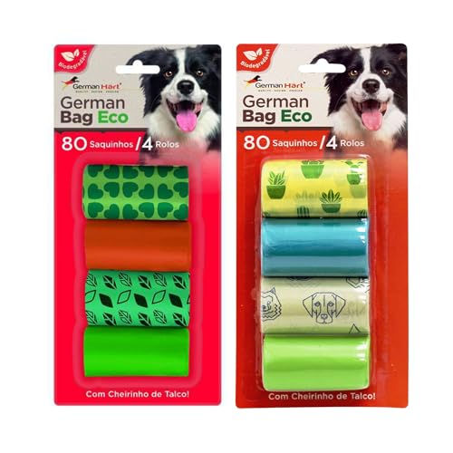 Kit Refil Cata Caca para Cães, 8 Rolos, 160 Saquinhos Higiênicos, Biodegradável, Destaca Fácil, Impe
