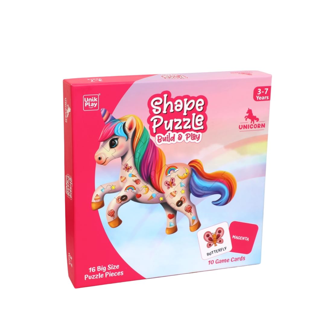 Unikplay Shape Puzzle Game | 16 Big Puzzle Pieces with Game Cards for Learning & Fun | Object and Colour Recognition Game for Kids 3-7 Years Old – Educational Toys for Children (Unicorn) (B0DDTHPJ9D) Amazon Price History, Amazon Price Tracker