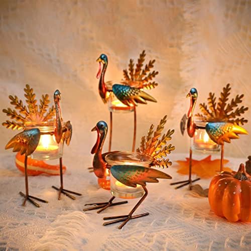 Thanksgiving Turkey Candle Holder, Set of 4 Tea Light