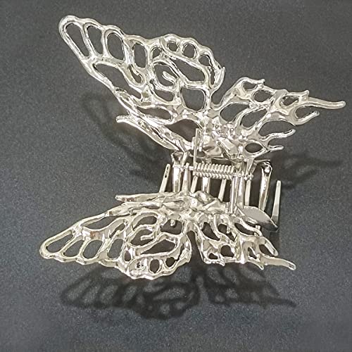 Silver Metal Butterfly Hair Clips For Women Large Hair Claw Clips For Thick Hair Vintage Geometric Hair Barrettes Headband Women Girls Hair Accessories Alloy Butterfly Claws Hairpin For Hair Grab #TOP2