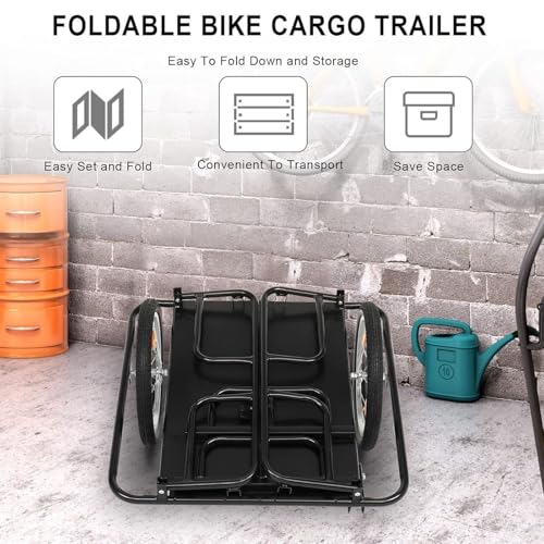 Carro de carga para bicicleta 2 en 1 con manillar desmontable para un fácil transporte y almacenamiento