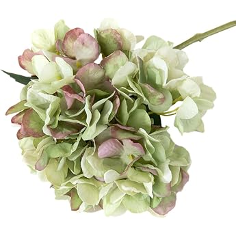 Pack of 3 Artificial Hydrangea Artificial Flowers Realistic Single Long Trunk Artificial Flowers Hydrangea Bouquets for Wedding Home Office Hotel Party Decoration Flower Arrangement Green