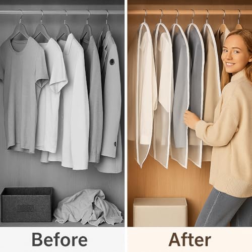 Kleidersack Anzug CNMTCCO Leichte Kleidersäcke 6 Stück Transparent 60x100 Cm Staubdicht Feuchtigkeitsbeständig Schimmelresistent Geeignet Für Kleider Jacken Hemden Abendkleider Aufbewahrung Und Schutz