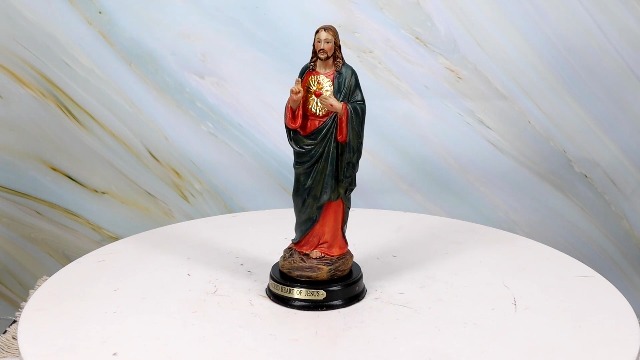 Estatua Religiosa Sagrado Corazón de Jesús Resina 5.75" miniatura 7