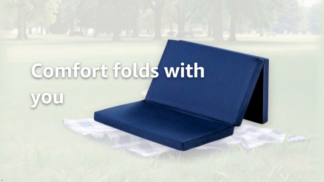 ATOOTFUSION Navy Blue 3 Fold Tri Folding EPE Foam Mattress