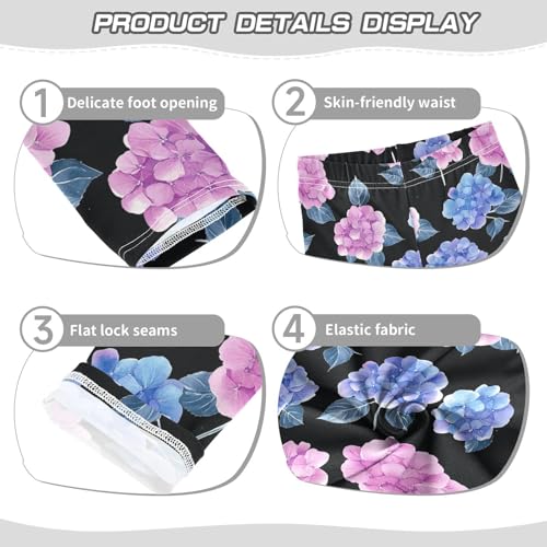 Blue Red Hydrangea Girls Casual Leggings for Kids Printed Long Pant Bottoms Stretch and Soft3