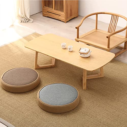 QPZK Round Woven Tatami Cushion Floor, Woven Straw Tatami, Straw Pad Handmade Tatami Yoga Floor Seat Pillow Yoga Mat Meditation Pillow Cushion for Home Dining Room C-60cm - Thumbnail 2