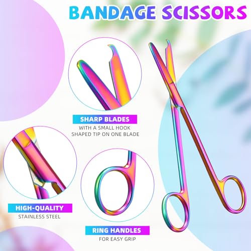Image of BBTO Hemostat Curved and Straight Hemostat Forceps Piercing Pliers Forceps, Stainless Steel Straight and Curved Pliers, Fishing Tweezer(Colorful,4 Pcs)