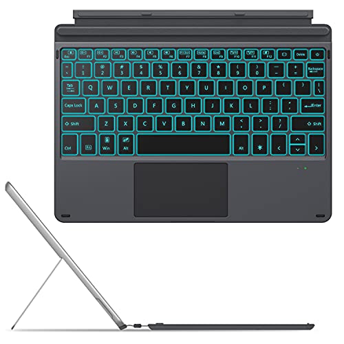 MoKo Tastiera Bluetooth & Cover Girevole per Microsoft Surface Go 2 2020   Surface Go 10  2018, Retroilluminata a 7 Colori Wireless Keyboard in Versione Americana - Nero