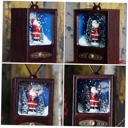 Mini télé rétro musicale de Noël VICASKY objet déco vintage marron