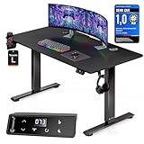 CASARIA® Escritorio Eléctrico Regulable Altura 140x70cm Mesa Elevable 80Kg LCD Función Memoria Temporizador USB-C/A Home Office Oficina Negro