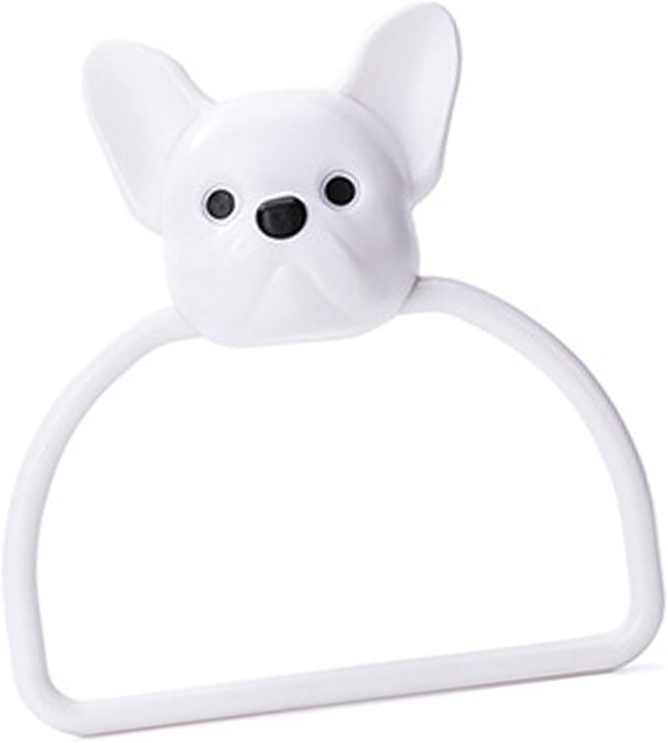 Wall Mounted Towel Ring, Punch Free Non Marking Stickers Cartoon Towel Holder Rack with Cute Design, for Kitchen Bathroom (Dog)