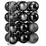 クリスマス オーナメント 24個入り6CMクリスマスボール ツリー 飾りフック付き DIY 装飾 Christmas Decoration クリスマス用品 店舗デコレーション 新年 家庭用 (ブラック)
