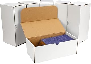 EBOAUSI Trading Card Storage Box,Toploader full lid-Corrugated case,Top loaders for Cards 3"x4",card box,card storage box fits Baseball Cards,Football Cards,Basketball Cards,Store your diverse cards-Sticker Labels+8pcs Trading Card Dividers (6 Pack-Small, White)