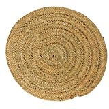Cesteria Aparici Alfombra Esparto Redonda con Ribete 7020R-2 (80 cm) | Decoración Rústica y Natural 100% Fibra Natural | Tejida a Mano | Comercio ético | Ecológica (Redonda, diámetro 80 cm)