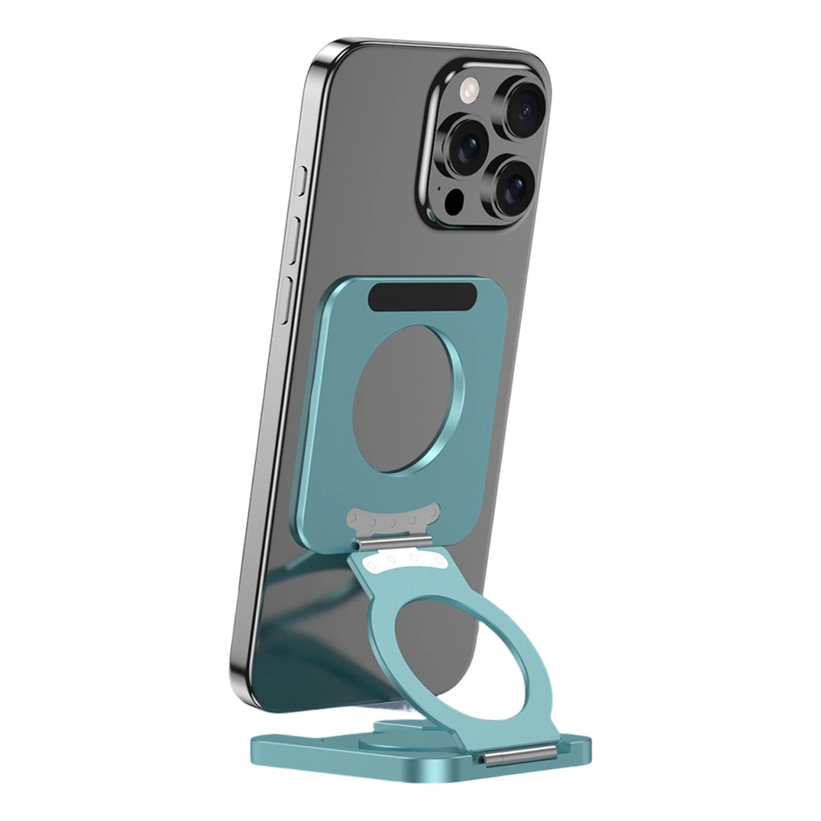 Soporte de teléfono ajustable de 360 grados, doble cara, plegable, muy delgado, apto para todos los teléfonos inteligentes, soporte de aluminio para teléfono