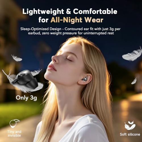 Image of Sleep Earbuds for Side Sleepers, Bluetooth 6.1 Noise-Cancelling Sleepbuds | Sleep Headphones 90H Playtime,Invisible Mini Tiny Low Profile Earbuds for Sleep,Small Ear Canals White Noise Sleeping Earbuds