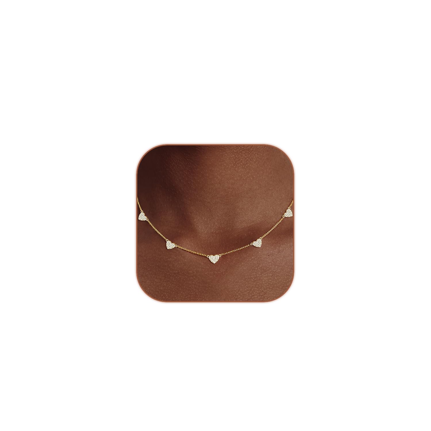 Cute Heart Necklace Dainty 18k Gold Plated Tiny Heart Pendant Choker Necklaces Small Gold Love Open Heart Chain Necklace for Women Simple Gold Necklace for Women Trendy Jewelry