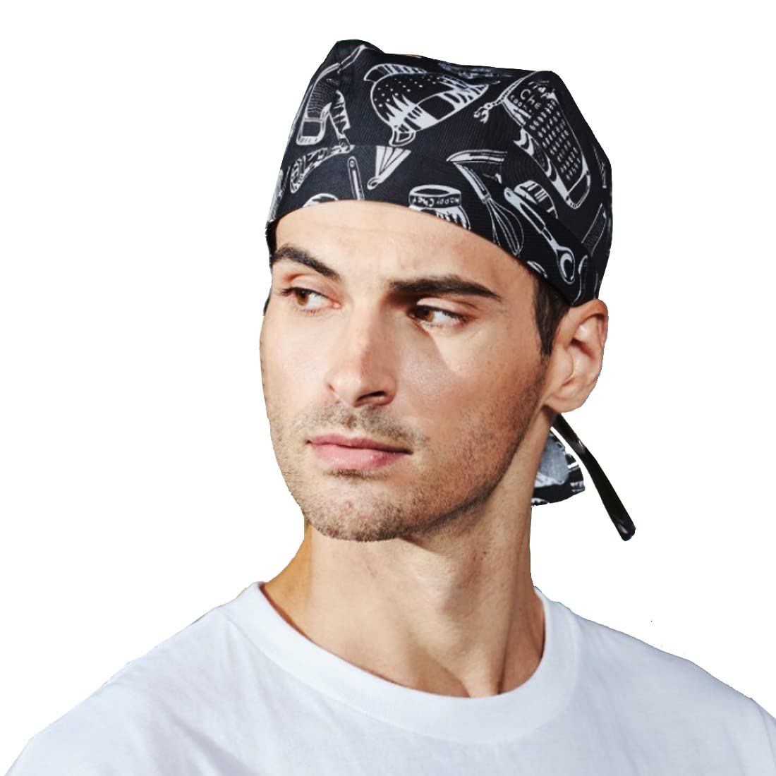 XGOPTS Kitchen Chef Hat Cook Hats Baker Hat Bandana Back Skull Cap Pirate Cap Fashion Hotel Chef Waiter Work Cap Professional Catering Cooking Headwrap