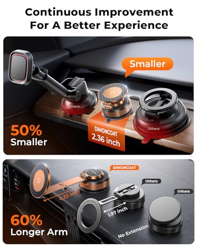 Image of 360Rotation Nano Gel Tesla Phone Mount, Metal Vacuum Magnetic Phone Holder | 2026 Upgraded Foldable[119+LBS Max Suction] Tesla model Y /3 MagSafe Car Phone Mount for iPhone 17 16 Pro Max S26 Ultra-Golden