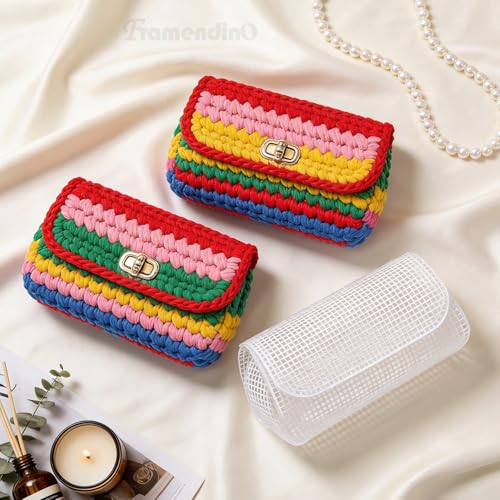 Image of Framendino, 6 Pack Plastic Mesh Canvas Sheets Clear Blank Embroidery Tools for Crochet Bag Making