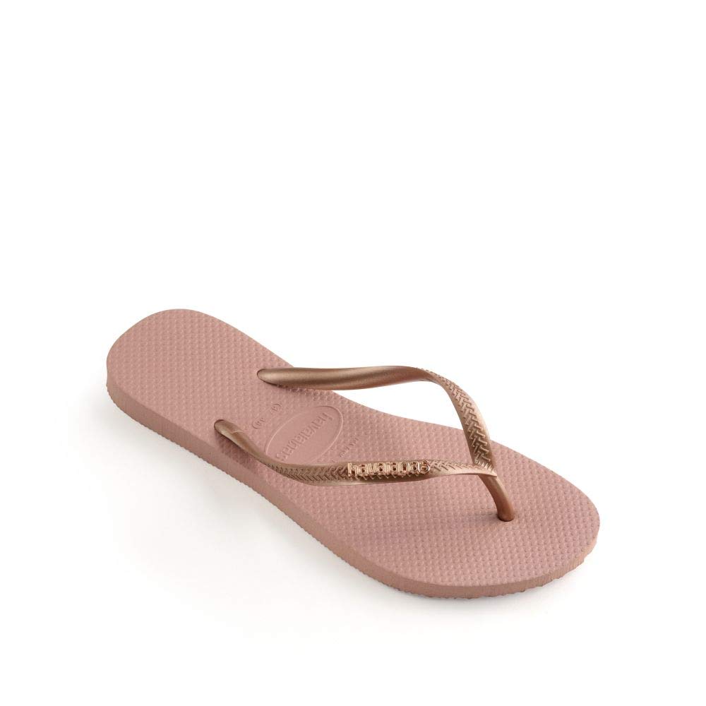 HavaianasWomen's Slim Logo Flip Flops, Pink Pink Nude Pink Gold, 8 UK