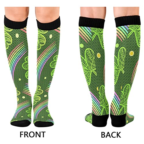 Image of Wusikd Heartbeat Symbol Compression Socks for Women and Men Circulation Black Long Socks for Athletic Running 1