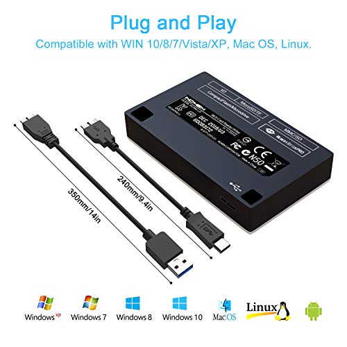 INDMEM SD Card Reader USB C OTG Memory Card Reader USB 3.0 All-in-1 Read 5 Cards Universal Adapter Multi Hub for CF, Micro SDXC, Micro SD, SDHC, MMC, RS-MMC, MS, M2, TF, xD Picture Card - Thumbnail 2