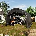EROMMY Carport 12 x 20 FT Heavy Duty, Portable Garage with All-Steel Metal Frame and Round Style Roof, Anti-Snow Car Canopy Outdoor Storage Shelter for Car, Truck, Boat