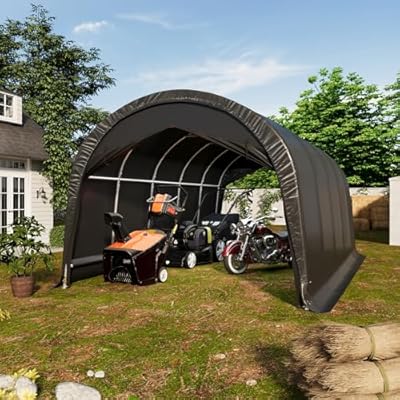 EROMMY Carport 12 x 20 FT Heavy Duty, Portable Garage with All-Steel Metal Frame and Round Style Roof, Anti-Snow Car Canopy Outdoor Storage Shelter for Car, Truck, Boat