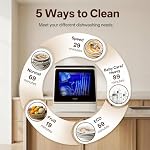 NOVETE Portable Countertop Dishwashers, Compact Dishwashers with 5 L Built-in Water Tank & Inlet Hose, 5 Washing Programs, Baby Care, Air-Dry Function and LED Light for Small Apartments