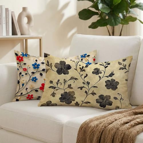 Coussin extérieur imperméable motif arbre lin housse de coussin rectangulaire 50x80 - 2