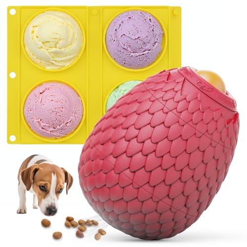 Enrichment Frozen Treat Dog Toy 2-in-1 Licking & Puzzle Red