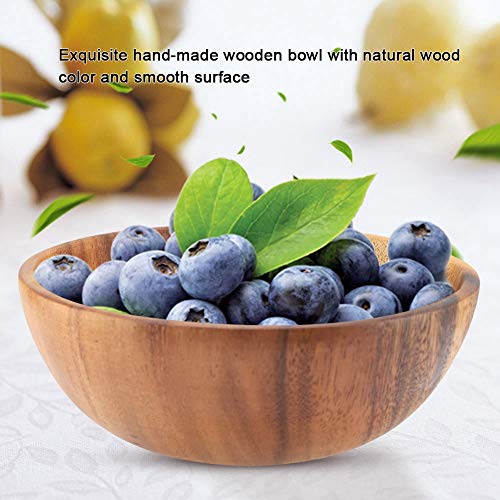 Bowl,Solid Acacia Wooden Bowl Natural Wooden Hand-Carved Round Bowl Kitchen Tools For Salad Soup Rice Cereal Fruit Dips Sauce Nuts Appetizers Desserts(20 * 7Cm) #TOP1