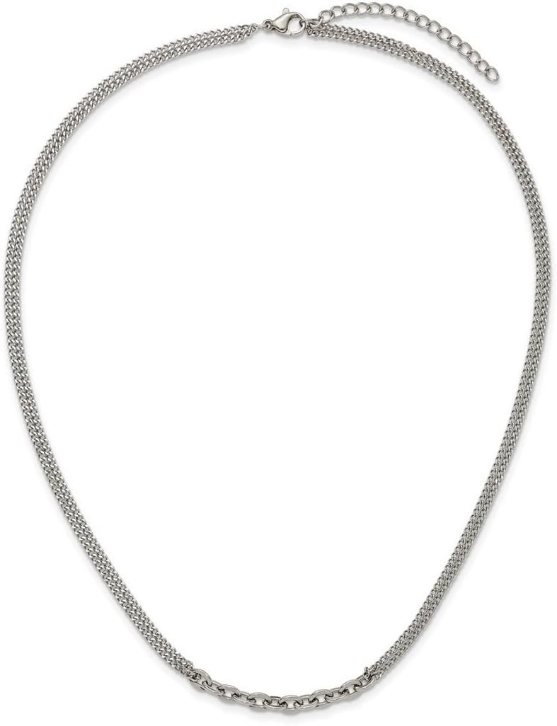 JewelryWeb 4.6mm Stainless Steel Polished Two-strand +2in Necklace 18 Inch Strand Necklace for Women