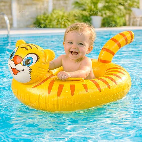 Image of Zest 4 Toyz Swimming Ring Swimming Tube for Kids Inflatable Tube for Swimming Pool Floaters for Kids Water Tube for Baby Swim Ring for 3+ Years Girls and Boys (Tiger Shaped) Yellow