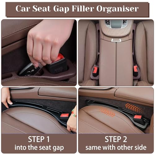 2PCS/Set Vehicle Mounted Gap Leak Proof Filling Strip - Car Seat Gap Filler Organiser,Car Gap Filler Organizer,Car Seat Gap Plug with Phone Holder,Auto Side Seat Gap Filler Organizer for Car (2/Black)