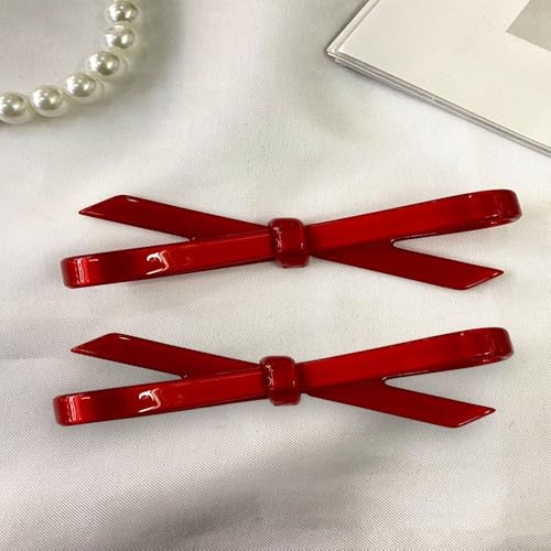 2 Pinzas Rojo Oscuro con Moño Vintage para Mujer miniatura 3