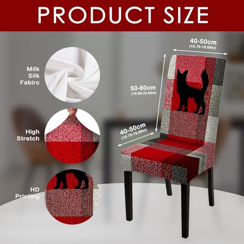 Image of Nuxovilar Red Black Plaid Cat Stretch 23.6x70in 4PCS Chair Covers