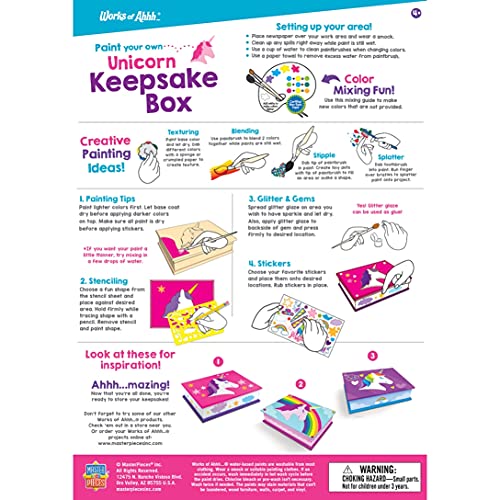 Masterpieces Works Of Ahhh Craft Set - Unicorn Jewelry Box Classic Wood Paint Kit #TOP4