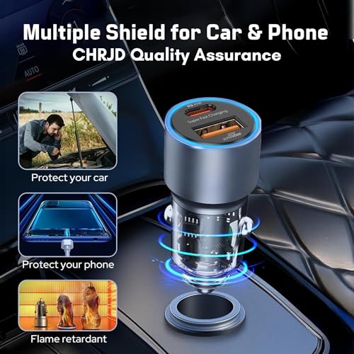 Image of 165W Super Fast Car Charger with 60W 3-in-1 Cable, PD 45W USB C & 120W SuperVOOC Dual Port Car Charging Adapter Compatible with iPhone, Samsung Galaxy, OnePlus, Oppo, Vivo and Android Devices