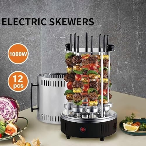 Electric Vertical Rotisserie Kebab Machine - 12 Fork Smokeless Indoor Grill for Perfect Gyros & BBQ Cooking at Home, Ideal for Family Gatherings & Parties