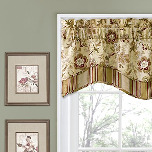 WAVERLY Navarra Floral Pattern Scalloped Window Valance Curtains, 52