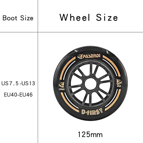 Miniatura 4 de PASENDI Zapatos de patinaje de velocidad profesionales de 3 ruedas para hombre, 0.118 x 4.921in, ruedas grandes, de fibra de carbono, zapatos de