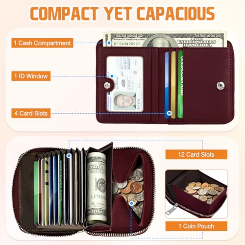 Image of HUANLANG Mens Wallet RFID Blocking Multi Card Holder Wallets for Men Bifold Wallet with Zipper Small Men's Leather Wallet