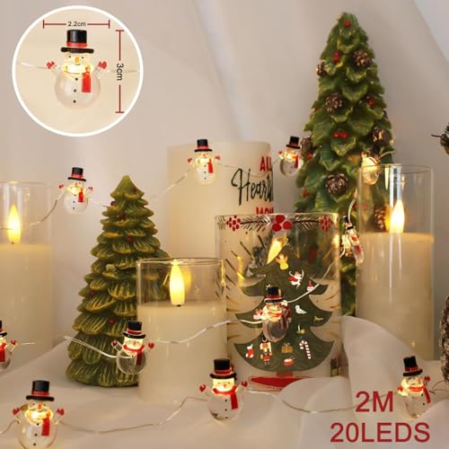 2 m 20 Christmas Decoration Light Curtain, Outdoor Lighting, Fairy Lights, Indoor LED Lights for Parties Bedroom, Balcony (Snowman) - Image 2