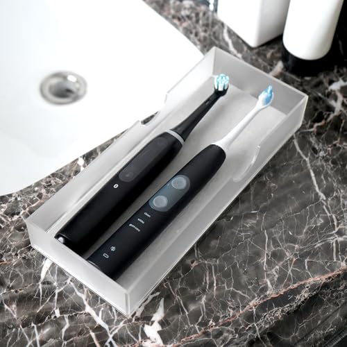 Electric Toothbrush Holder with Diatomite Drying Stone, Bathroom Drawer Organizer with Drainage Hole...